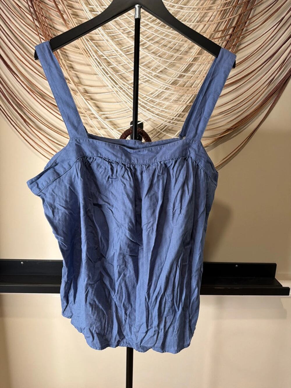 3 for $9 Ana blue square neck 100% cotton top XXL EUC 3513